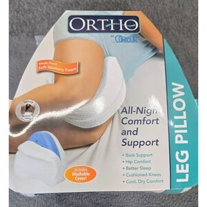 Ortho by Contour Leg Pillow Memory Foam Hip Back Support White Washable Cover
